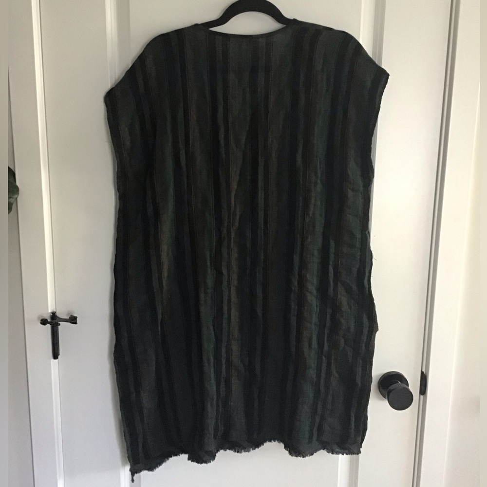 Eileen Fisher‎ Organic Gauze Cotton Poncho One Size Pinstriped - Picture 3 of 4